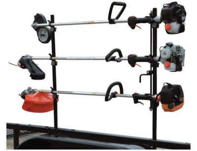 Image showing  3-Position Snap-In Lockable Steel Trimmer Rack for Open Landscape Trailers, Black