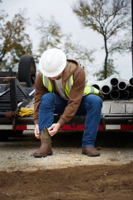 Image showing 2 th Justin Men's Steel Toe Driller Cowhide Stampede Collection Work Boots, 11 in.