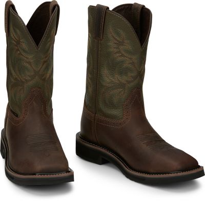 Image showing 6 th Justin Men's Steel Toe Driller Cowhide Stampede Collection Work Boots, 11 in.