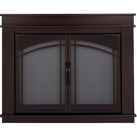 Pleasant Hearth Fenwick Cabinet Style Glass Fireplace Doors, Fenwick, Rubbed Bronze, Medium
