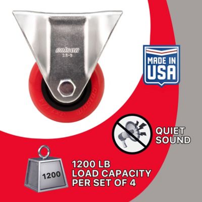 Image showing  3 in. Polyurethane Rigid Plate Caster, Non-Marking, USA-Made, 300 lb. Capacity