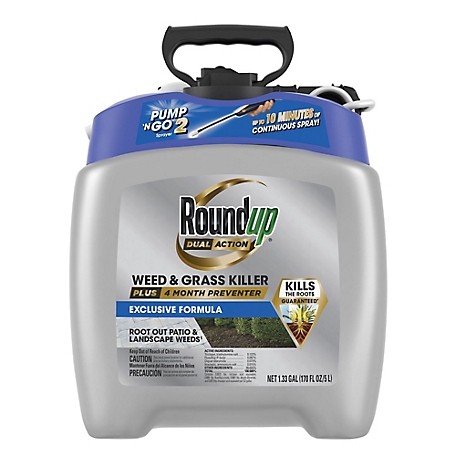 Roundup Dual Action Weed & Grass Killer Plus 4 Month Preventer with Pump 'N Go 2 Sprayer, 1.33 gal.