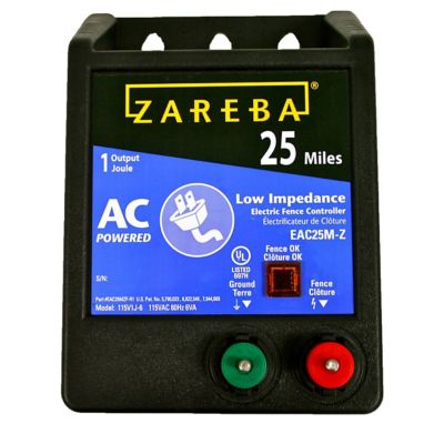 Zareba 1-Joule 25-Mile AC-Powered Low Impedance Electric Fence Charger, 115V 60 Cycle Pulsed Output