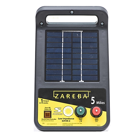Zareba 0.15 Joule 5-Mile Solar-Powered Low Impedance Electric Fence Charger, 2-Week Battery Life