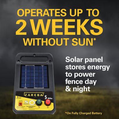 Image showing 5 th Zareba 0.15 Joule 5-Mile Solar-Powered Low Impedance Electric Fence Charger, 2-Week Battery Life