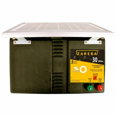 Zareba 30 Mile Solar Low Impedance Fence Charger, 2 Week Battery Life, 12V, 5W, 0.5 Joule Output at 400-ohm, ESP30M-Z