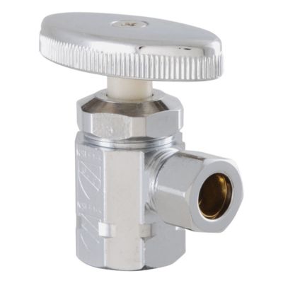 LDR Industries 1/2 in. I.P. x 3/8 in. Compression Shut-Off Angle Valve, Chrome-Plated