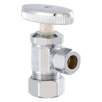 LDR Industries 5/8 in. Comp x 3/8 in. Comp Shut-Off Angle Valve, Chrome-Plated