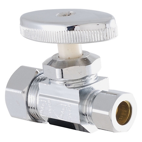 LDR Industries 5/8 in. Comp x 3/8 in. Comp Straight Shut-Off Valve, Chrome-Plated, Low Lead