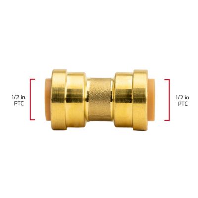 Image showing  1/2 in. x 1/2 in. Push-to-Connect Brass Straight Coupling Fitting