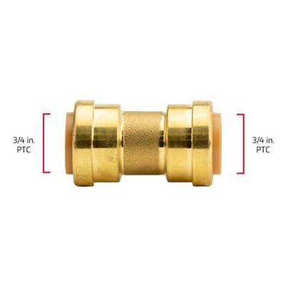 Image showing  3/4 in. x 3/4 in. Push-to-Connect Brass Straight Coupling Fitting
