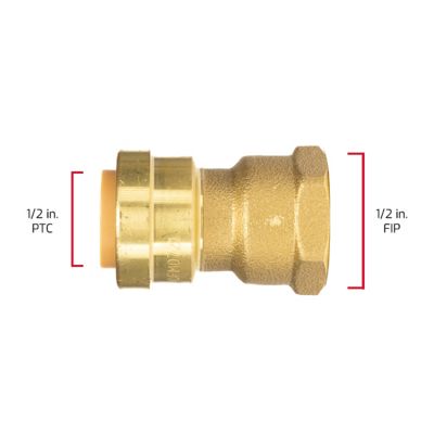 Image showing  1/2 in. Push-to-Connect x 1/2 in. FNPT Female Brass Adapter Fitting