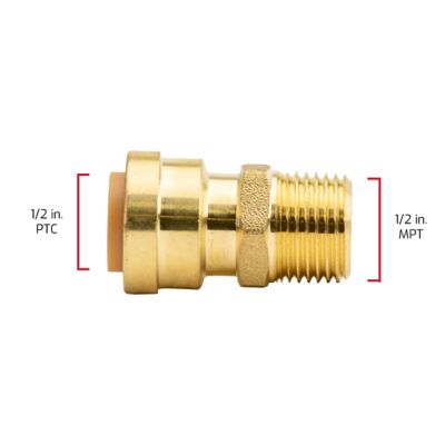 Image showing  1/2 in. Push-to-Connect x 1/2 in. MNPT Male Brass Adapter Fitting