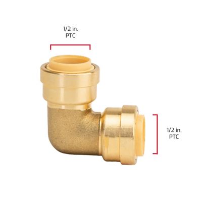 Image showing  1/2 in. Push-to-Connect Brass 90 Degree Elbow Fitting