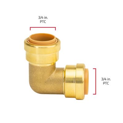 Image showing  3/4 in. Push-to-Connect Brass 90 Degree Elbow Fitting