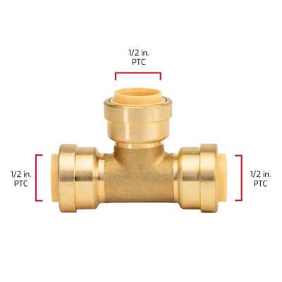 Image showing  1/2 in. Push-to-Connect Brass Tee Fitting