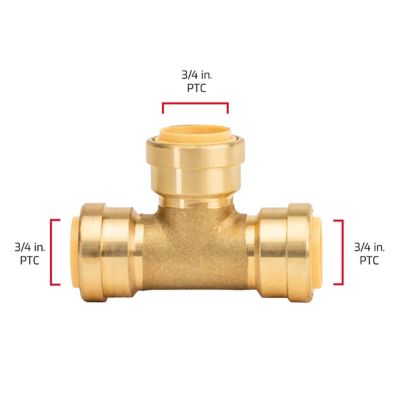 Image showing  3/4 in. Push-to-Connect Brass Tee Fitting