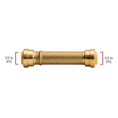 Image showing  1/2 in. x 1/2 in. Push-to-Connect Brass Slip Repair Coupling Fitting