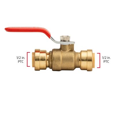 Image showing  1/2 in. Brass Push-to-Connect Full Port Ball Valve