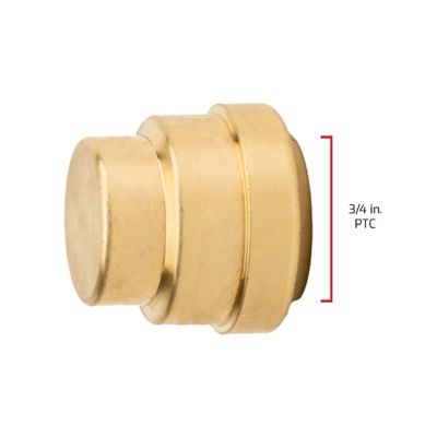 Image showing  3/4 in. Push-to-Connect Brass Push Cap (End Stop) Fitting