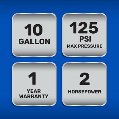 Image showing  2 HP 10 gal. Single-Stage Horizontal Portable Air Compressor