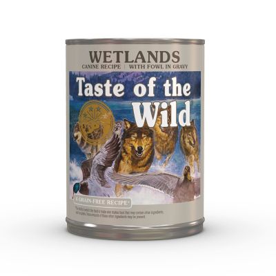 Taste of the Wild Wetlands Canine Recipe with Fowl in Gravy Wet Dog Food, 13.2 oz. Can This product is good for dogs with allergies