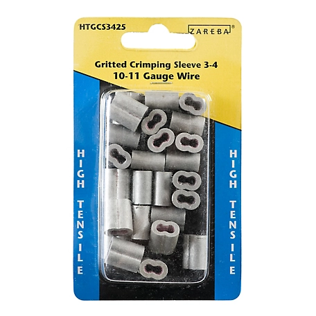 Zareba 3-4 Gritted Wire Crimping Sleeves for 12-1/2 Gauge Wire, 25-Pack