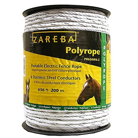 Zareba 656 ft. x 820 lb. Polyrope Electric Fencing, 1/4 in. W, White