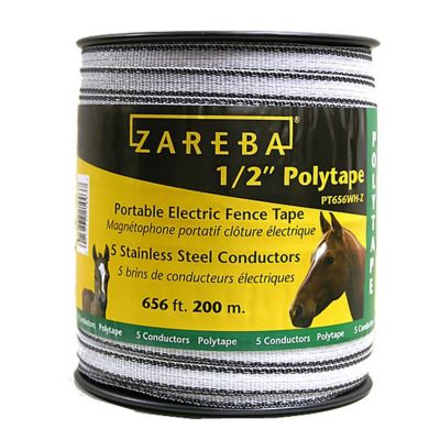 Zareba 656 ft. x 150 lb. Polytape Electric Fencing, 1/2 in. W, White