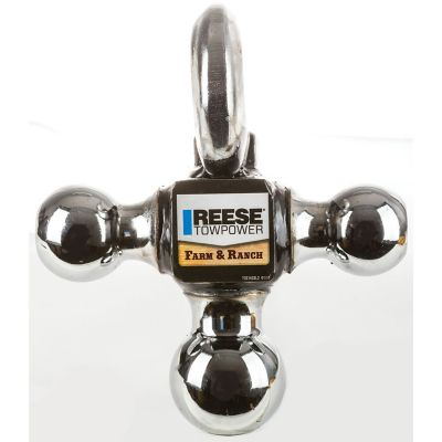 Reese Towpower 2 in. Receiver Towing Tri-Ball Ball Mount with Chrome Tow Hook, 10,000 lb. Capacity