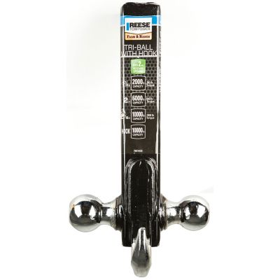 Image showing  2 in. Receiver Towing Tri-Ball Ball Mount with Chrome Tow Hook, 10,000 lb. Capacity