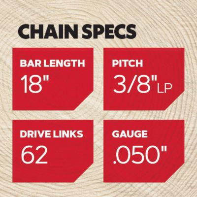 Image showing  18 in. AdvanceCut Chainsaw Chains, 3/8 in. Pitch, 0.050 in. Gauge, 62 Drive Links, 2 pk.