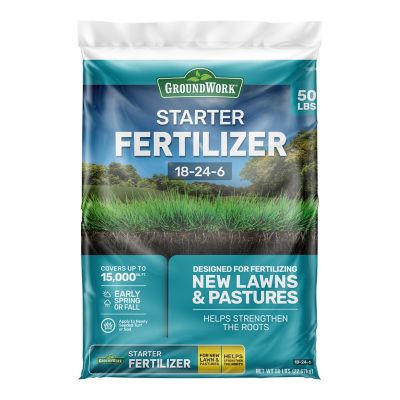 GroundWork 50 lb. 15,000 sq. ft. 18-24-6 Starter Fertilizer The only thing I would say is do not try to save any unused fertilizer for very long