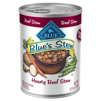 Blue Buffalo Blue's Stew Adult All-Natural Beef Stew Wet Dog Food, 12.5 oz. Can It doesn’t even look like dog food! My French bulldog loves this! We mix it with her BB dry food on occasion as a special treat meal