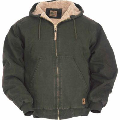 Berne Men’s Sanded/washed Duck Sherpa-lined Hooded Jacket, Olive | Kare