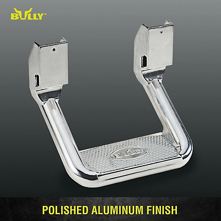 Bully Universal Aluminum Single Truck Bed Side Step, Polished, Mounting Brackets Included