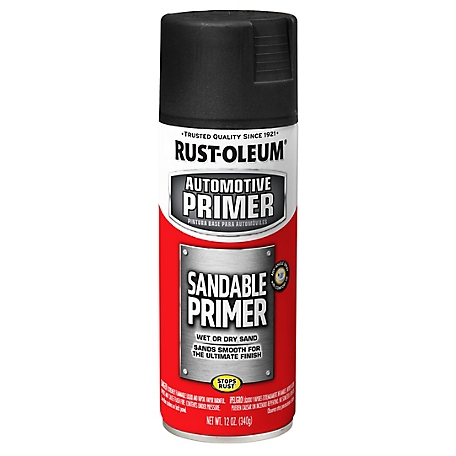 Rust-Oleum Automotive Sandable Spray Primer, Flat, Black, 12 Oz.