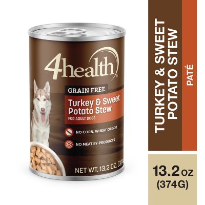 4health Grain Free Adult Turkey and Sweet Potato Stew Wet Dog Food, 13.2 oz. 4health Grain-Free Turkey & Sweet Potato Stew can