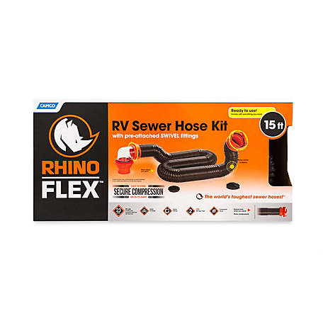 Camco 15 ft. RhinoFlex Sewer Hose Kit with Swivel Fittings