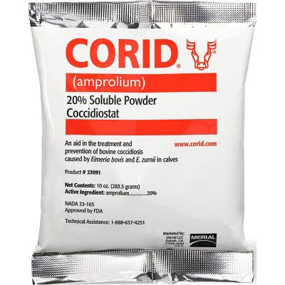 Huvepharma Corid 20% Amprolium Soluble Powder Bovine Coccidiosi Treatment, 10 oz.