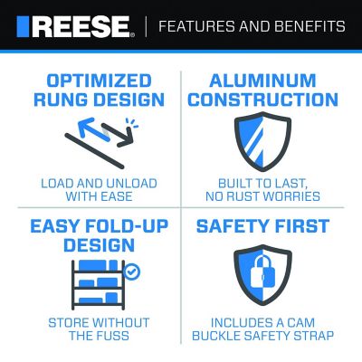 Image showing 5 th Reese Towpower 1,600 lb. Total Capacity Tri-fold Aluminum Utility Ramp, 45 in. x 69 in.