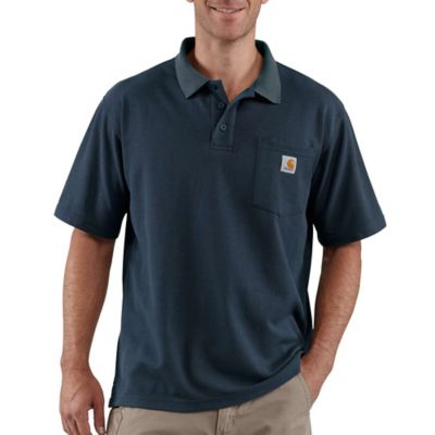Carhartt Men's Short-Sleeve Contractor's Work Pocket Polo Shirt The heather blue goes well with denim jeans