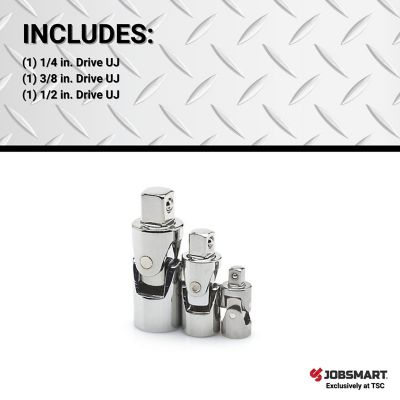 Image showing  1/4 in., 3/8 in. and 1/2 in. Drive Set, Universal Joint, 3 pc.