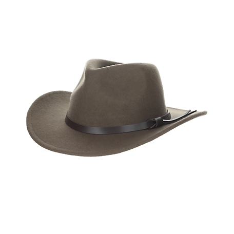 Dorfman Pacific Wool Felt Crushable Outback Hat, Khaki, S/M