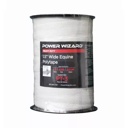 Power Wizard 656 ft x 264 lb Polytape Electric Fence 1.5 in Wide Electric Fence Wire & Tape