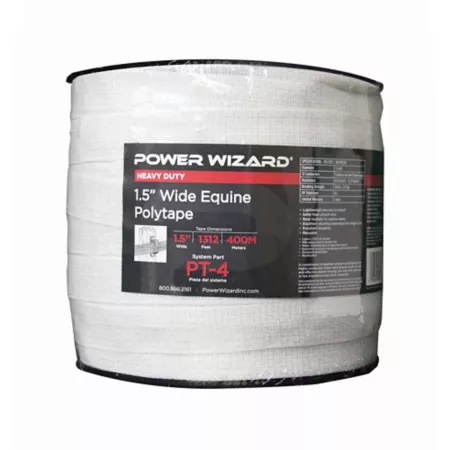 Power Wizard 1312 ft x 500 lb Polytape Electric Fence 1.5 in Wide Electric Fence Wire & Tape