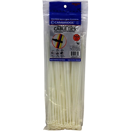 Cambridge 11 in. Cable Ties Standard Natural 75 lb. 100-Pack