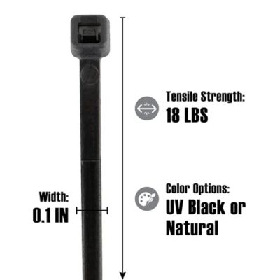 Image showing  4 in. Mini Cable Ties, 18 lb., UV Black, 100-Pack