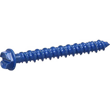 Drill Hog® 3/16 Concrete Screw 2-3/4" Blue Slotted Hex Washer Masonry Bit 100 PK 