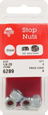 Image showing  1/4 in.-20 TPI Zinc-Plated Nylon Insert Stop Nuts, 4-Pack